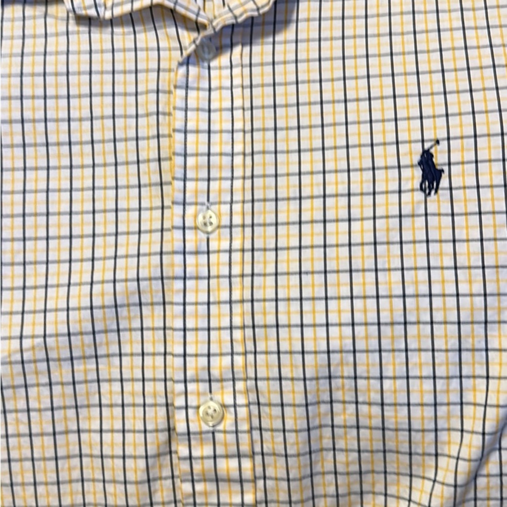 Yellow and white stripe Polo long sleeve button down